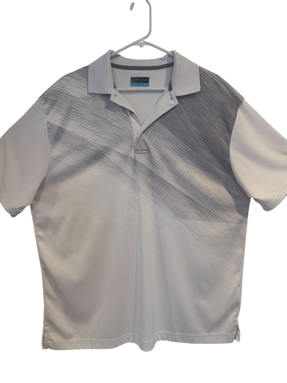 PGA Tour White Gray Golf Performance Dri-Fit Polo XL